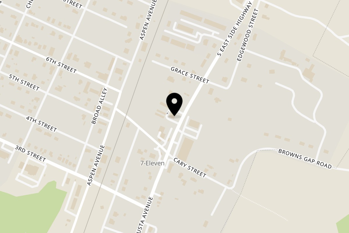 Map showing the location of Ciro's Flying Pizza on 501 Augusta Ave in Grottoes